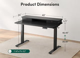 FEZIBO 40 x 24 Inch Height Adjustable Electric Standing Desk with Double Drawer, Computer Desk, Home Office Stand Up Table with 4 Height-Adjustable Feets & 2 Hooks, Black FEZIBO