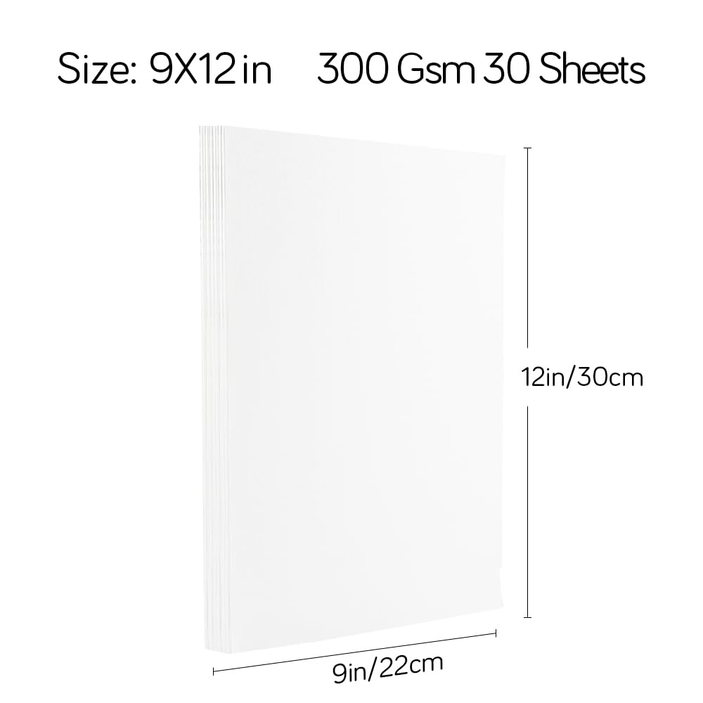 Watercolor Paper Water Color Paper 9x12 inches 140lb/300gsm 30 Sheets White Construction Paper Art Paper Drawing Paper Bulk Mixed Media Sketchbook for Drawing Water Colors Paint Adult Cotton Paper OALCQ