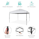 Best Choice Products 8x8ft 1-Person Setup Pop Up Canopy Tent Instant Portable Shelter w/ 1-Button Push, Case, 4 Weight Bags - White Best Choice Products