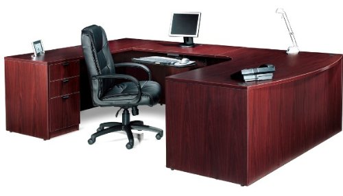 Offices to Go SL7148BCL Executive U Shaped Desk American Mahogany Right Offices To Go