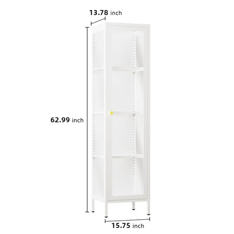 VCGGAIP Metal Display Cabinet with Glass Doors,4-Tier Curio Cabinet with Adjustable Shelves,Display Cases for Plant, Book Bathroom, Living Room, Collectibles Figure VCGGAIP