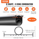 VEVOR Garage Door Seals Bottom Rubber, U Shape +O Ring Combination Garage Door Weather Stripping with Pre-drilled Aluminum Track Retainer Kit, 5/16 inch T-Ends and 3 3/4 inch Width (16 Ft, Black) VEVOR