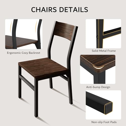 iPormis 7 Pieces Dining Table & Chairs Set for 4-6, 63" Extendable Kitchen Table and 6 Chairs, Dining Room Table with MDF Board & Metal Frame, Perfect for Small Space, Easy Clean, Espresso iPormis
