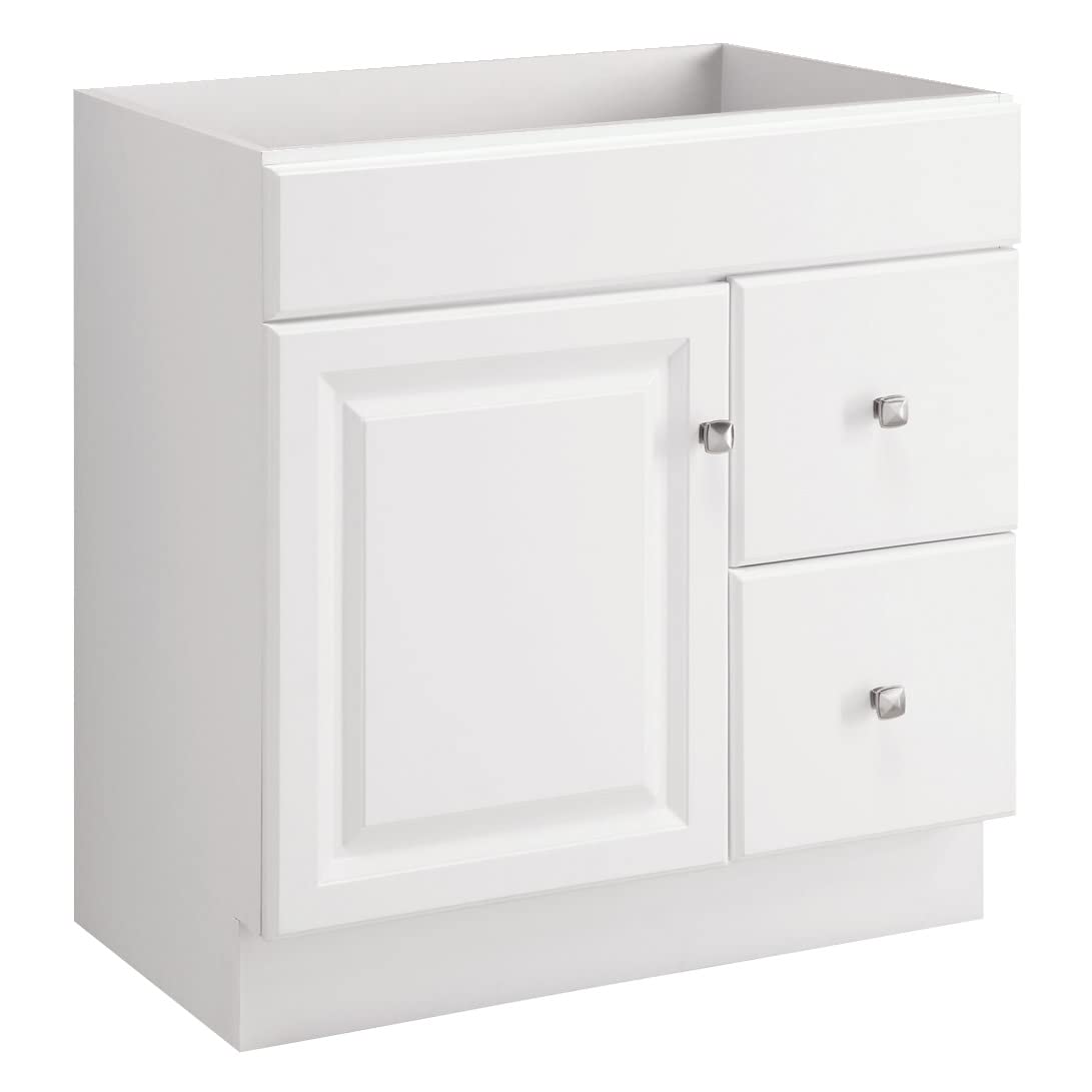 Design House Wyndham 30 Inch Bathroom Vanity, Ready to Assemble, Solid Wood, White, 597203 Design House