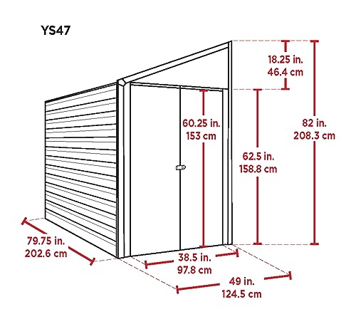 Arrow YS47-A Compact Galvanized Steel Storage Shed with Pent Roof, 4' x 7' Arrow Shed
