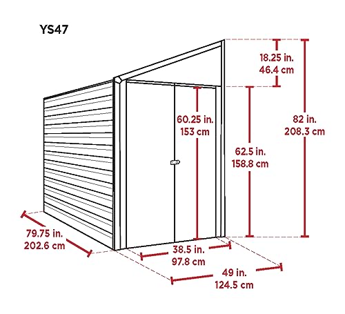 Arrow YS47-A Compact Galvanized Steel Storage Shed with Pent Roof, 4' x 7' - WoodArtSupply