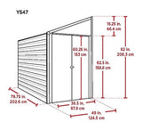 Arrow YS47-A Compact Galvanized Steel Storage Shed with Pent Roof, 4' x 7' Arrow Shed