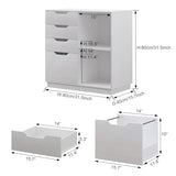 PAG-Mass 4 Drawers Lateral File Cabinets, Wood Filing Cabinet, Printer Stand with Open Storage Shelves for Home Office, 6 Compartments, White PAG-Mass