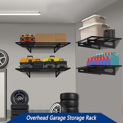 2-Pack 1.5x3FT Garage Shelving 17.7-inch-by-35.8-inch Wall Shelf Garage Storage Rack Wall Mounted Floating Shelves, Black