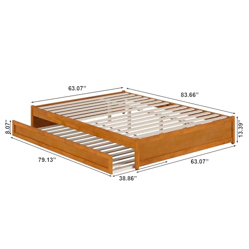 AFI, Barcelona Queen Panel Platform Bed with Twin XL Trundle, Light Toffee AFI