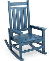 SERWALL Oversized Rocking Chair, Outdoor Rocking Chair for Adults, All Weather Resistant Porch Rocker for Lawn Garden, Blue SERWALL