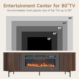 Nordivale Luxury 70" Fluted Fireplace TV Stand, Modern Chic Entertainment Center for TVs Up to 80", TV Console for Living Room, Media Cabinet with Storage,70 Inch, Brown Nordivale