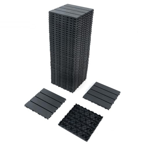 Deck Tiles, 44-Pack Patio Deck Tiles, 11.8" x 11.8" Square Waterproof Outdoor All-Weather Use for Balcony Backyard Patio Deck Tiles (Gray 44-Pack)