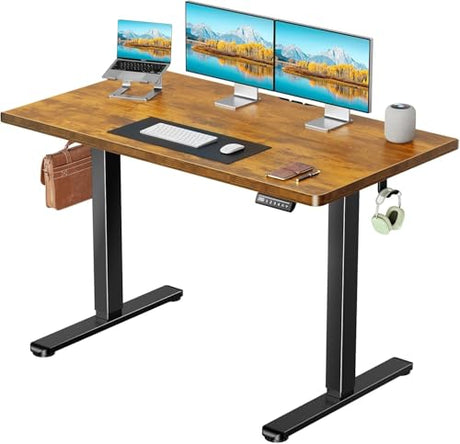 Electric Standing Desk with One-Piece Desktop,48 x 30 inch Height Adjustable Office Gaming Computer Desk with Tabletop, Home Office Stand up Desk with 4 Memory Presets, Table for Bedroom(2 Packages) Marsail