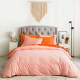 SUSYBAO 100% Cotton Duvet Cover Twin 2 Pcs Set 1 Princess Single Pink Duvet Cover with Zipper Ties 1 Pillow Sham Solid Color Peach Pink Bedding Set Soft Breathable SUSYBAO