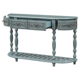 Knocbel Vintage Entry 4-Drawer Console Table with Open Slatted Shelf, Entryway Hallway Foyer Sofa Table with Legs, 52" W x 13" D x 32" H (Antique Blue) Knocbel
