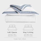 EVERGRACE Cotton Border Frame Tack-Stitch Quilt Bedding Set King Size, Coastal Oversized 3 Pieces Lightweight Bedspread Coverlet for All Season, with 2 Matching Shams, Blue Linen EVERGRACEHOME