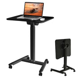 Fromann Mobile Standing Podium Desk Laptop Sit to Stand Height Adjustable Workstation with Wheels,Gas Spring Lift Mechanism Desk (Black) Fromann