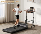 Adjustable Height Standing Desk With Drawer, Rolling Sit Stand Up Desk With Wheels, Small Sit To Stand Computer Desk, Adjustable Desktop Height, On Wheels, Brown, For Walking Pad Laptop Treadmill Cidaziya