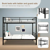 HomJoones Metal Bunk Bed Twin Over Twin Sturdy Heavy Duty Bunk Beds with 2 Side Ladders,Space Saving,No Box Spring Needed,for Boys Girls Teens Adults, Bedroom, Dormitory (Black) HomJoones