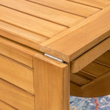 Cambridge Casual Miami Teak Wood Patio Dining Set with Cast Shale Cushion, Natural Teak/Cast Shale Cambridge Casual