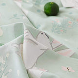 BlueBlue Rabbit Kids Duvet Cover Set, 100% Cotton Bedding for Boys Girls Teens Single Bed, Cartoon White Rabbit Flower Pattern Print on Light Green, 1 Comforter Cover 2 Pillowcase (Twin, Cute Rabbit) BlueBlue