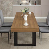 STHOUYN 63”-79” Extendable Dining Room Table, Modern Farmhouse Wooden Kitchen Table, Long Expandable Dining Table for 6 8 10, Large Expanding Tables Conference Tables (Walnut Brown) STHOUYN