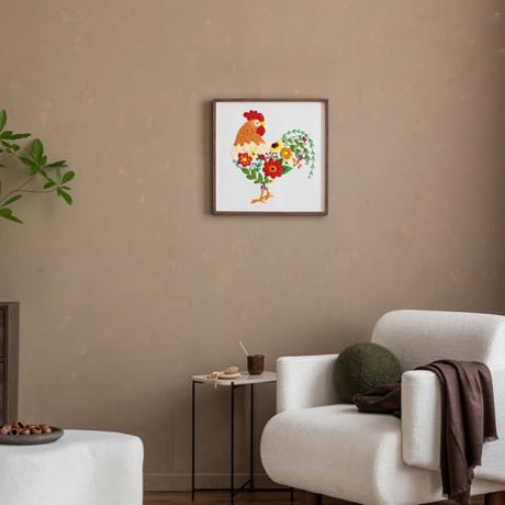 Louise Maelys Funny Animal Embroidery Kits for Beginners,Cross Stitch Kit for Adults,DIY Needlepoint with Rooster and Flower Pattern Louise Maelys