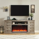 Unineo 70'' Fireplace TV Stand for up to 80'' Tvs with Drawer, Large Storage Tv Console Cabinet w/ 36'' Electric Fireplace, Media Entertainment Center for Living Room/Bedroom, Light Rustic Oak Unineo