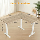 farexon 63x55 Inch L Shaped Standing Desk, Electric Adjustable Height Stand Up Desk, Corner sit Stand Desk with 39x18 in Mouse Pad, Hook, Home Office Writing Gaming Computer Workstation, Oak Grey farexon