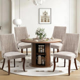 SoarFlash Kitchen Table and Chairs for 4, 47" Dining Table Set for 4 with Velvet Upholstered Chairs, 5 Piece Round Kitchen Table Set, Dining Room Table Set for Small Space, Apartment SoarFlash