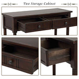 P PURLOVE Sofa Table Antique Style Wooden Console Table with 2 Drawers and Bottom Shelf (Dark Espresso) P PURLOVE