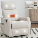 Kolavess Swivel Rocker Recliner Chair for Adults, Nursery Rocking Chair with Heat and Massage, Glider Reclining Chair for Small Space Living Room Bedroom, Beige