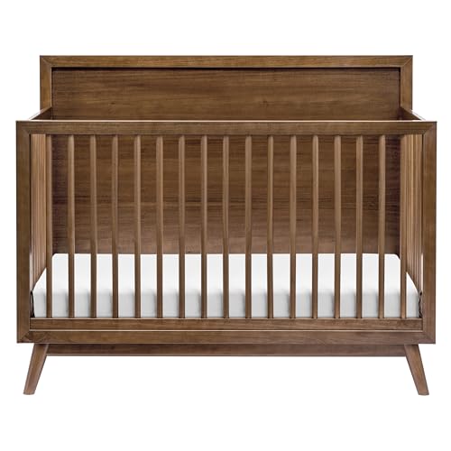 babyletto Palma 4-in-1 Convertible Crib with Toddler Bed Conversion Kit in Natural Walnut, Greenguard Gold Certified