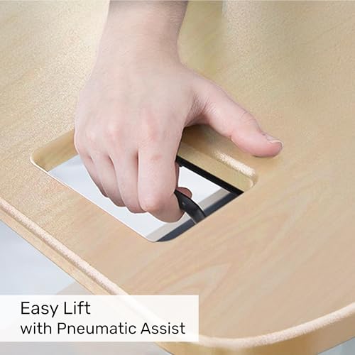 X-Elite Pro 40" Corner Standing Desk Converter with Pneumatic Lift | Adjustable Sit to Stand Riser, L-Shaped Desks & Cubicles | Fully Assembled Computer Workstation (American Maple) Stand Steady
