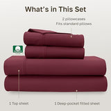 California Design Den Full Size Bed Sheets Set - Soft 400 Thread Count Sateen, Natural 100% Cotton Sheets with Deep Pockets, Breathable, and Durable Bedding Set - Burgundy Red California Design Den