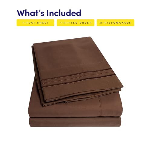 1500 Supreme Collection King Sheet Sets Brown - Luxury Hotel Bed Sheets and Pillowcase Set for King Mattress - Extra Soft, Elastic Corner Straps, Deep Pocket Sheets, King Brown Sweet Home Collection
