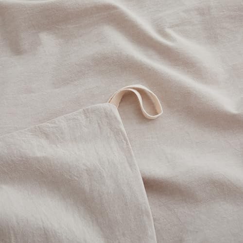 LOVQUE Linen Light Grey Duvet Cover Twin Size, 100% Washed Cotton Linen Like Bedding Set with Zipper Closure (No Comforter), 68x90 Inches LOVQUE