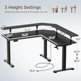 Rolanstar Standing Desk L Shaped with LED Light and Power Outlet, Electric Height Adjustable Computer Office Desk Sit Stand Up with Monitor Stand, Black Rolanstar