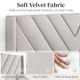 Yaheetech Beige Queen Upholstered Platform Bed with Wing Headboard & Wooden Slat Support Yaheetech