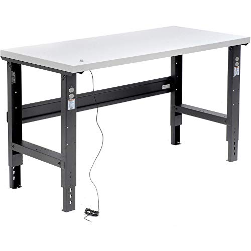 Global Industrial Adjustable Height Workbench C-Channel Leg, 60" W x 30" D, 1-1/4" ESD Square Edge, Black Global Industrial