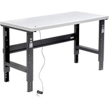 Global Industrial Adjustable Height Workbench C-Channel Leg, 60" W x 30" D, 1-1/4" ESD Square Edge, Black Global Industrial