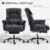 HOMCOM Executive Office Chair Comfy with Foot Rest, Reclining Swivel Computer Desk Chair with High Back, Thick Cushion, Padded Armrest, Adjustable Height, Rolling Wheels, Dark Gray HOMCOM