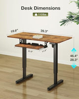 Casaottima Electric Standing Desk with Keyboard Tray, 40 Inch Height Adjustable Small Table, Sit Stand Table, Writing Computer Desk for Home, Office, Workstation, Rustic Brown Casaottima