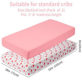 GUNTAIL Baby Crib Sheets for Boys Girls, 2 Pack Fitted Crib Sheet for Standard Crib and Toddler Mattress, Soft Microfiber Baby Sheet 52x28x8in. (Love & Pink) GUNTAIL