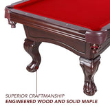 Hathaway Augusta 8-ft Pool Table Pool Table for Family Game Rooms with Burgundy Felt, 57-in Cues, Balls, Brush and Chalk - Mahogany Finish,Maple Hathaway