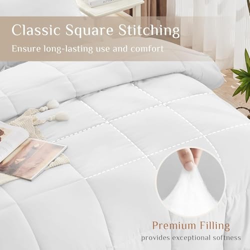 JOLLYVOGUE Twin Comforter Set, Ultra-Soft Bed in a Bag Twin Size 5 Pieces, Oeko-TEX Certified Bedding Set with Down Alternative Comforter, Sheets, Pillowcases & Shams, White JOLLYVOGUE