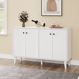 Panana Sideboard Buffet Cabinet Kitchen Storage Cabinet Living Room 4 Doors Console Table (White) Panana