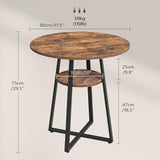 MAHANCRIS 31.5" Round Dining Table for 2-4, Farmhouse Kitchen Table with Storage Shelf, Small Circle Dining Table Space Saving, for Dining Room, Kitchen, Living Room, Rustic Brown and Black DTHR8201 MAHANCRIS