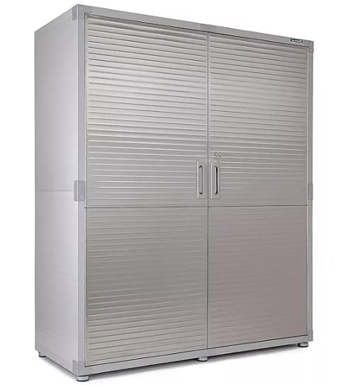 Solid Stainless Steel Lockable Extra Wide MEGA Storage Cabinet, 60" W x 24" D x 72" H (Granite Gray) - WoodArtSupply